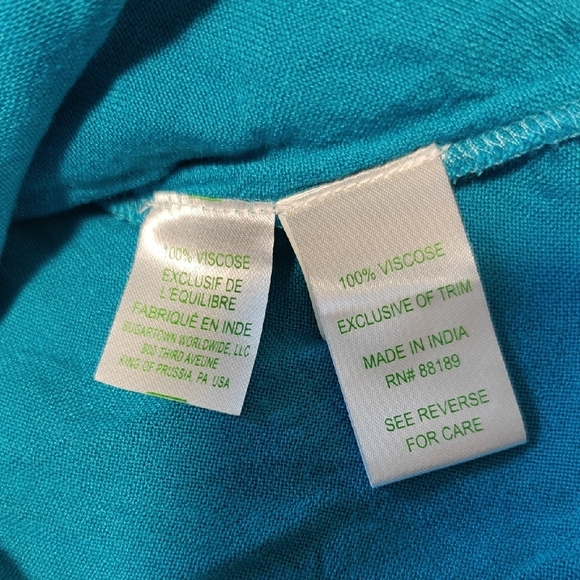 Lilly Pulitzer Teal Crochet-Trim Peasant Blouse - Picture 7 of 7